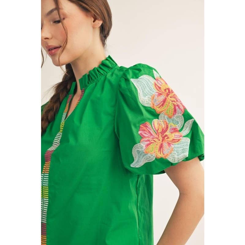 Conway Embroidered Sleeve Top