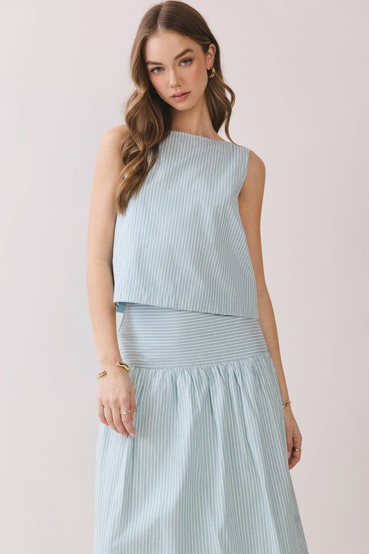 Pearl Stripe Top With Matching Skirt
