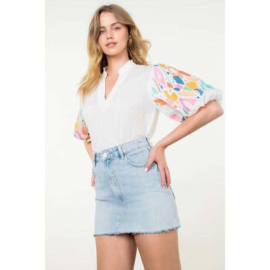 Amery Embroidered Puff Sleeve Top
