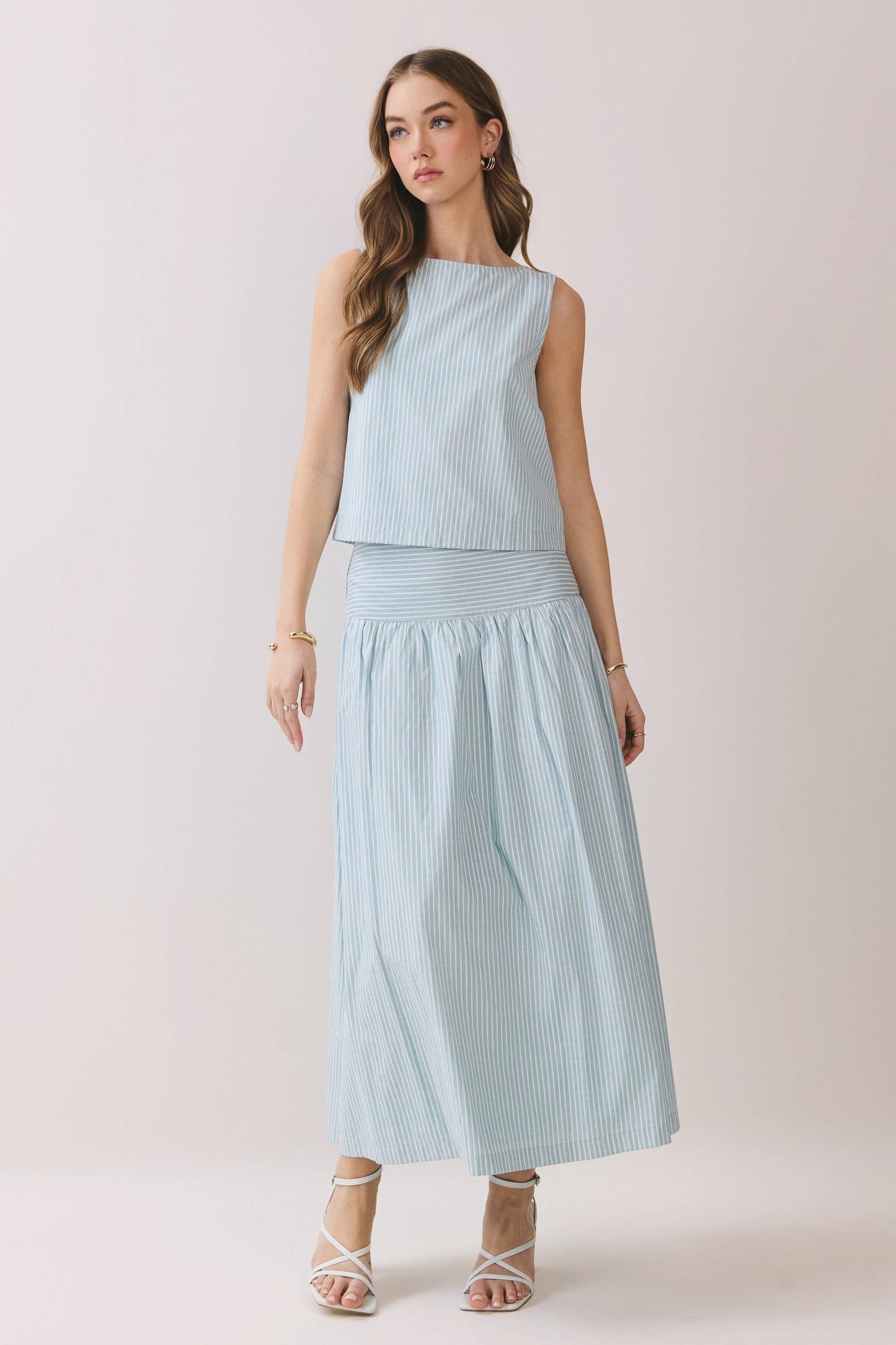Pearl Stripe Top With Matching Skirt