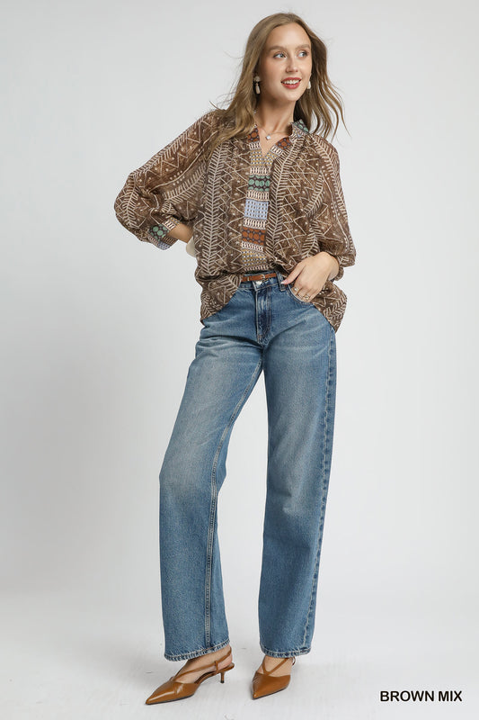 Kim Brown Geometric Top