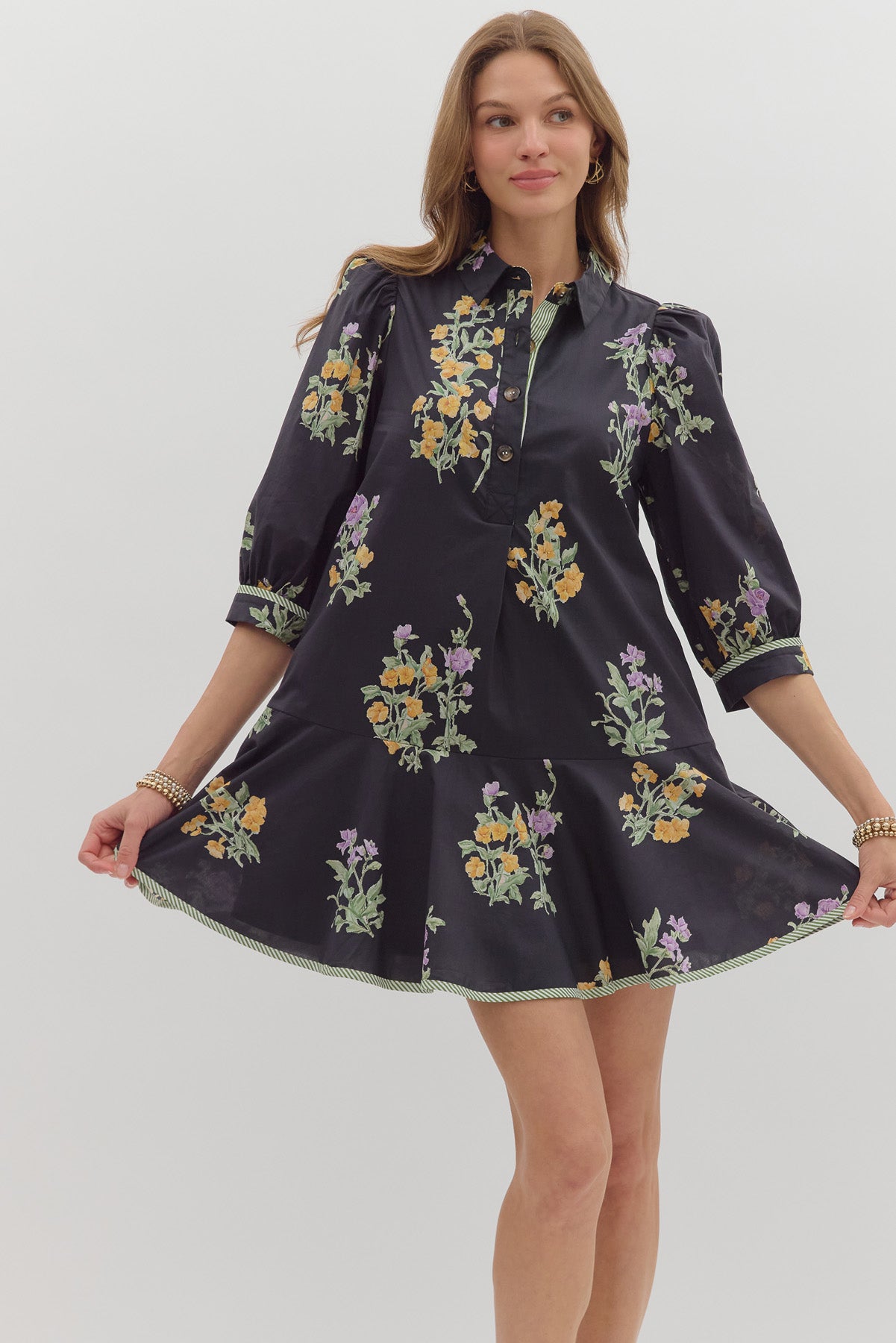 Martha Black Floral Dress