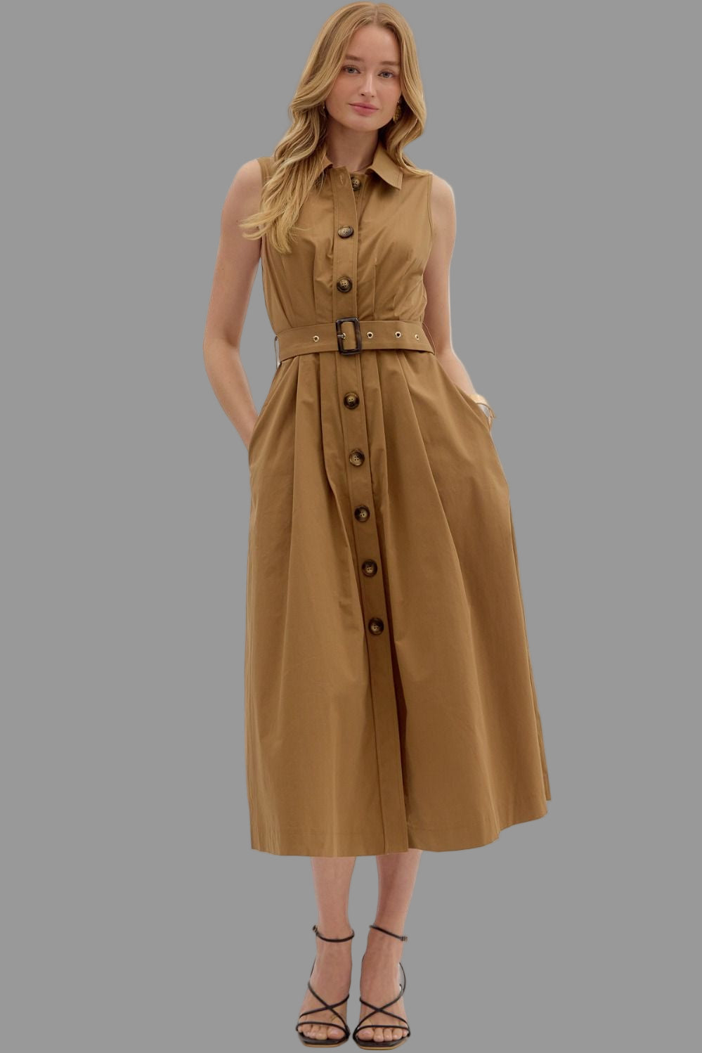 Nancy Golden Brown Trench Dress