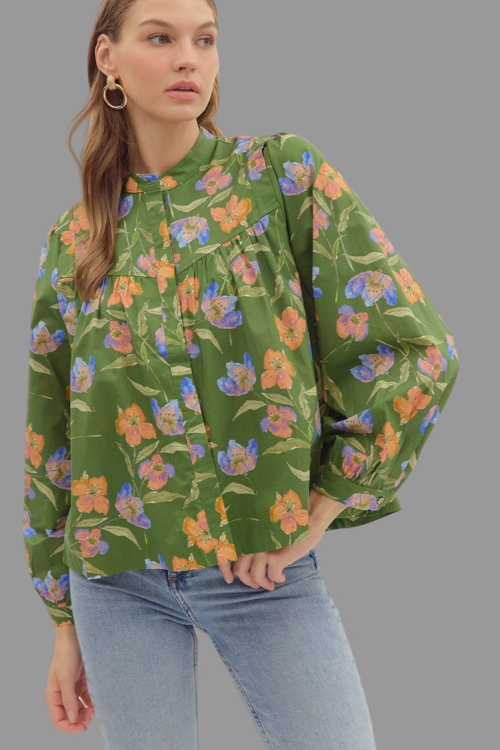 Casey Green Floral Top