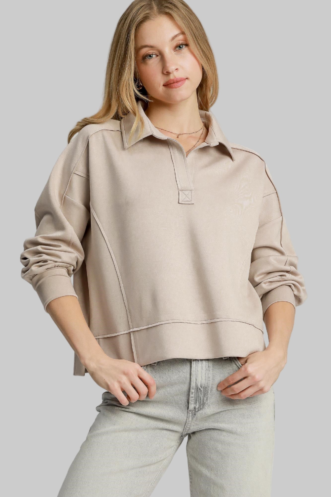 Dabney Polo Sweatshirt Stone