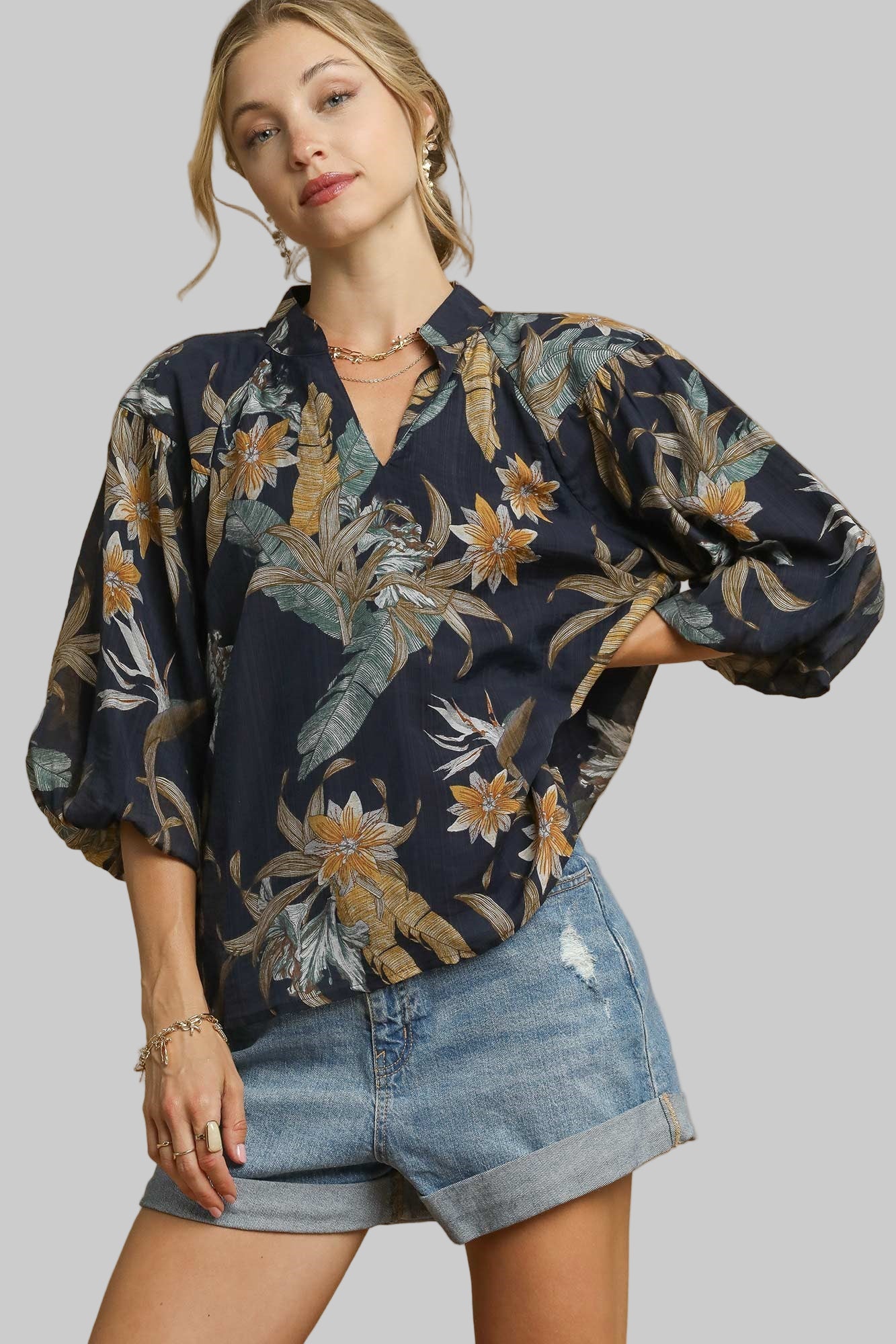 Carli Navy Floral Top
