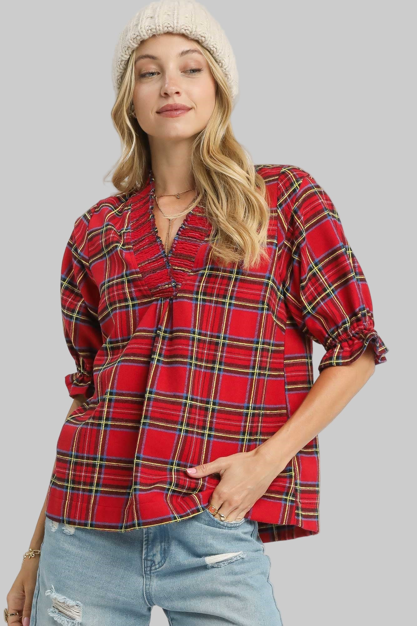 Mary Plaid Top