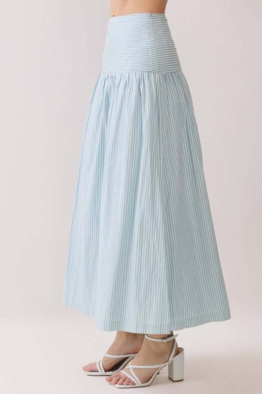 Baby Blue Striped Skirt With Matching Top