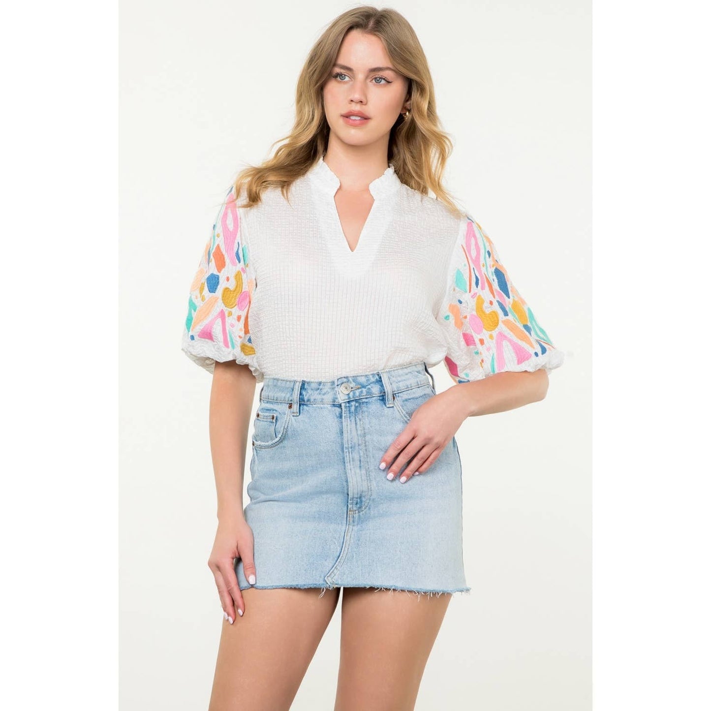 Amery Embroidered Puff Sleeve Top