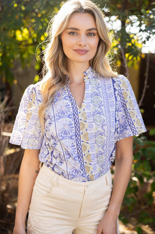 Kelsey Purple Embroidered Top