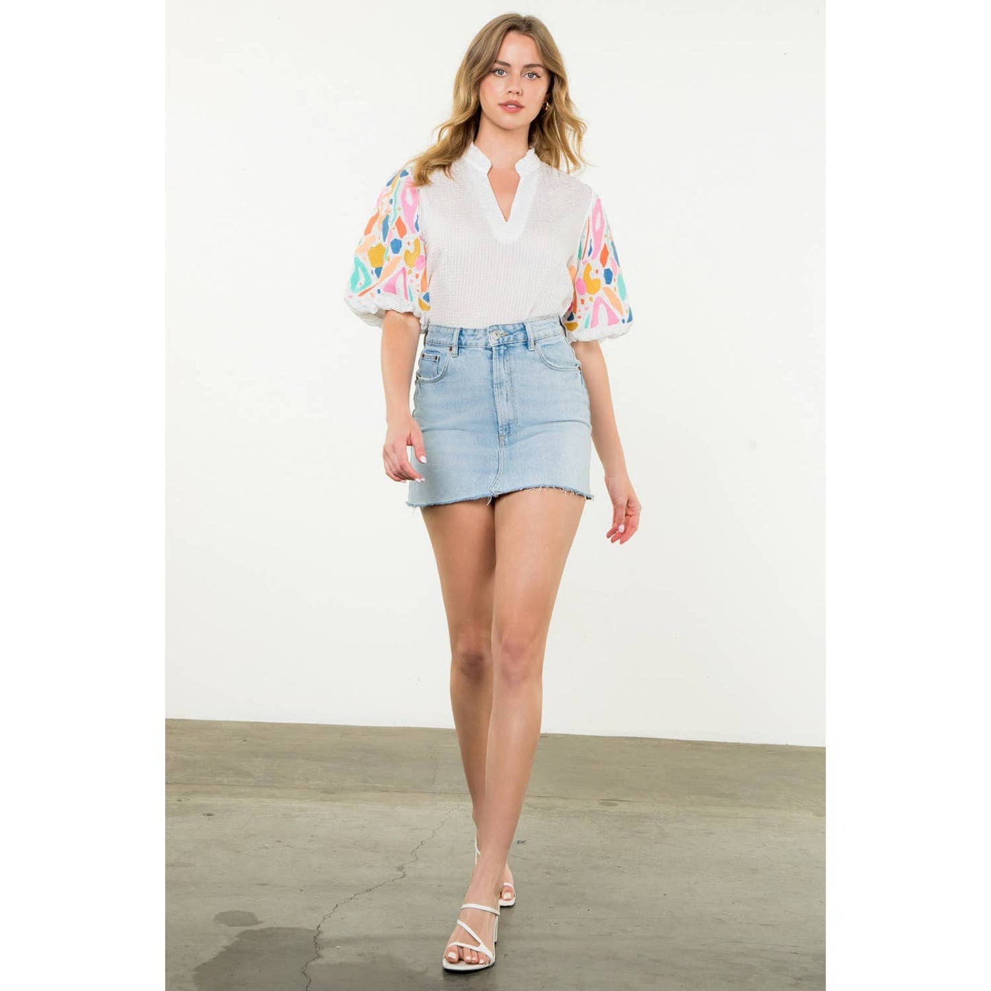 Amery Embroidered Puff Sleeve Top