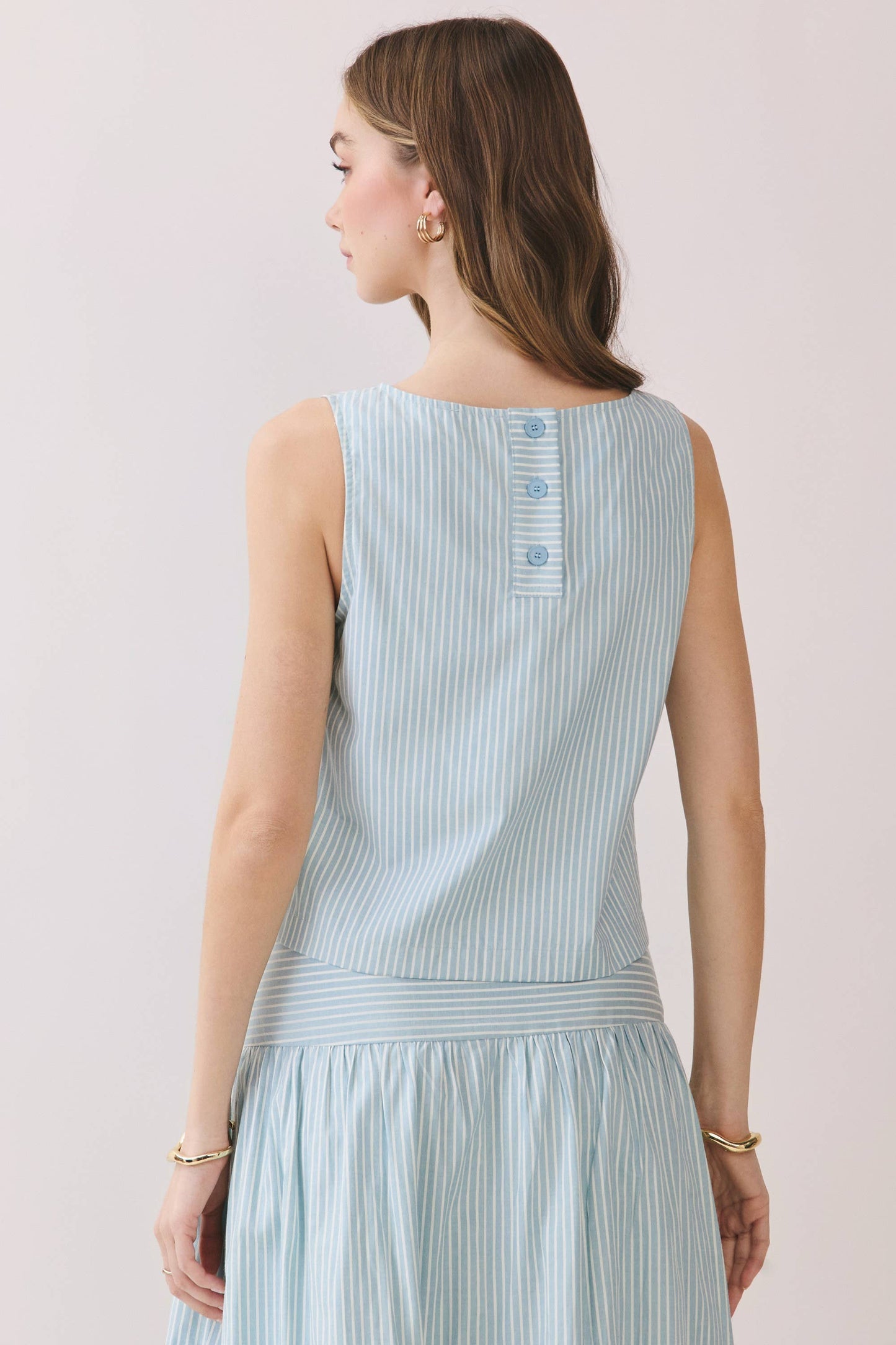 Pearl Stripe Top With Matching Skirt
