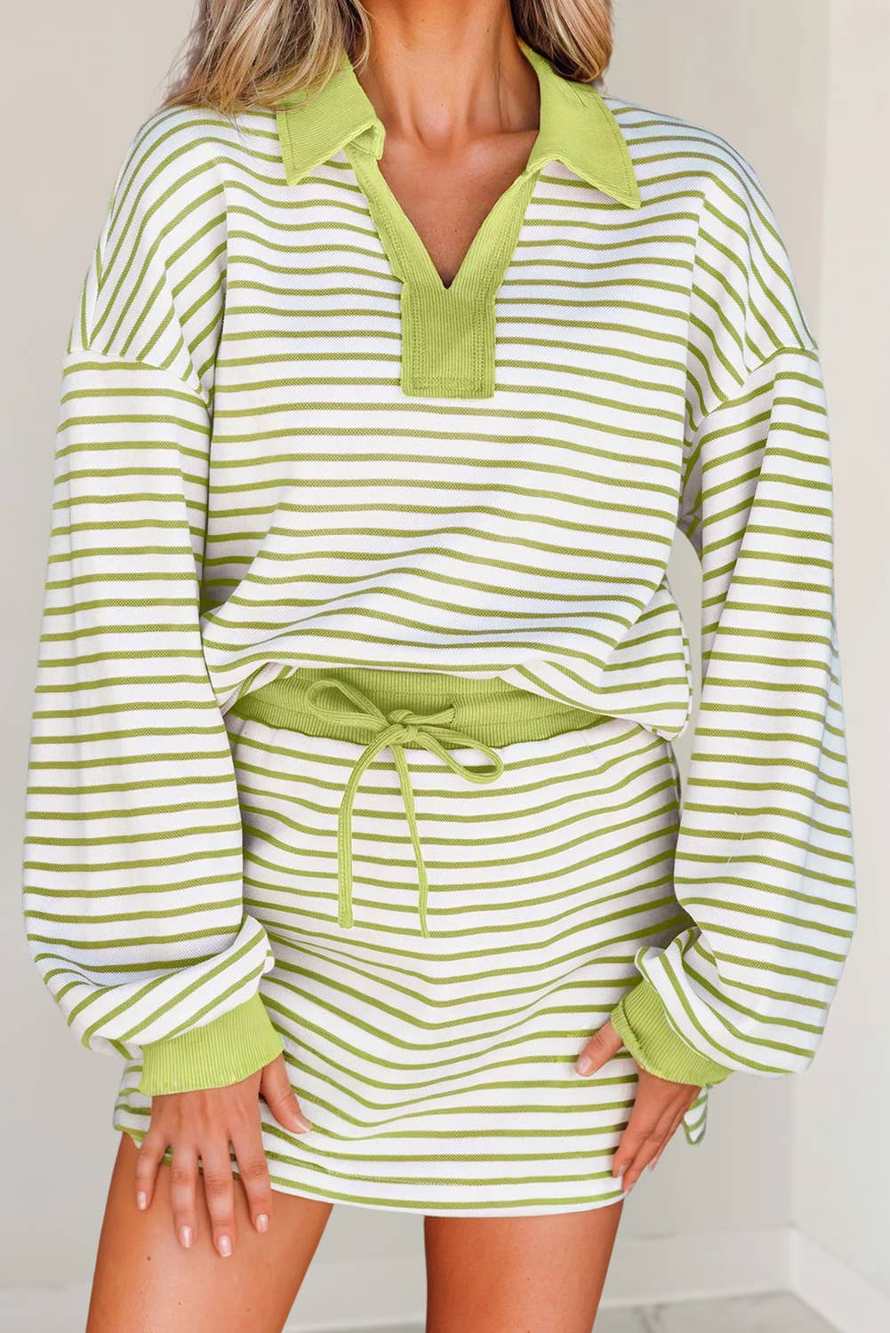 Sissy Stripe Green Pullover & Skort