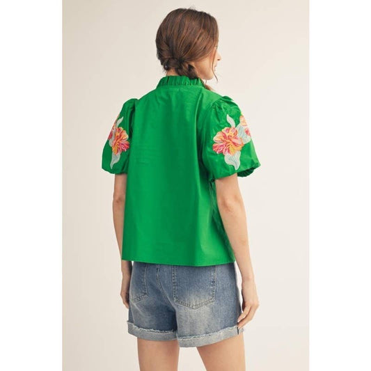 Conway Embroidered Sleeve Top