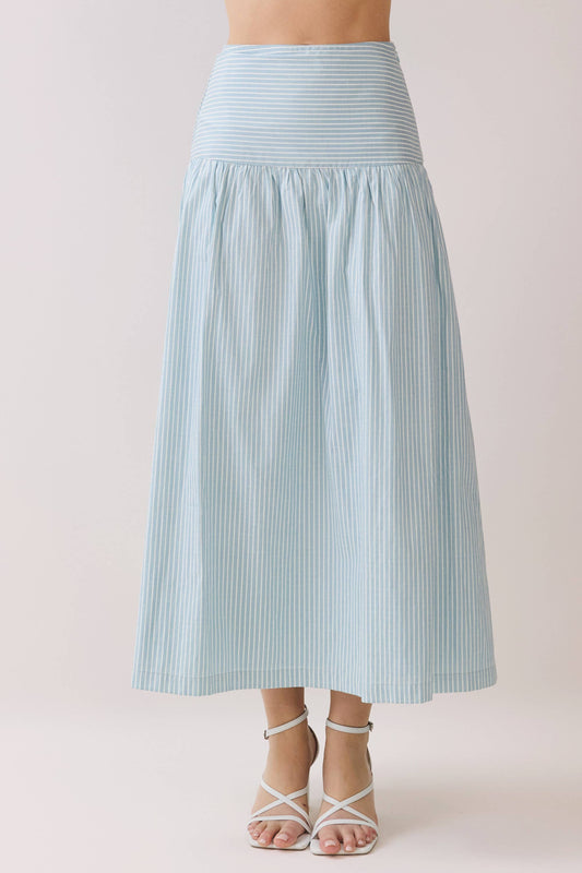 Baby Blue Striped Skirt With Matching Top