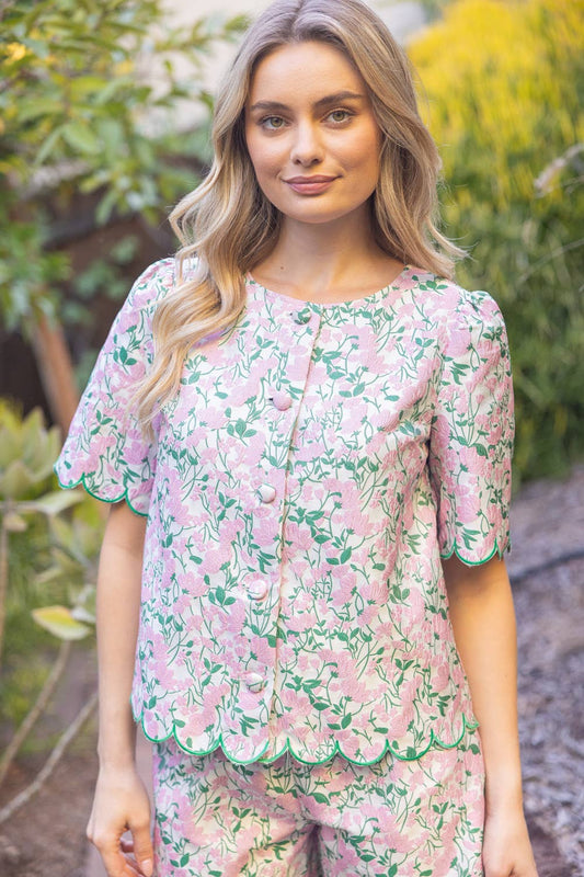 Maggie Scalloped Jacquard Set