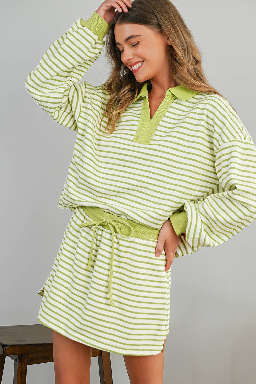 Sissy Stripe Green Pullover & Skort