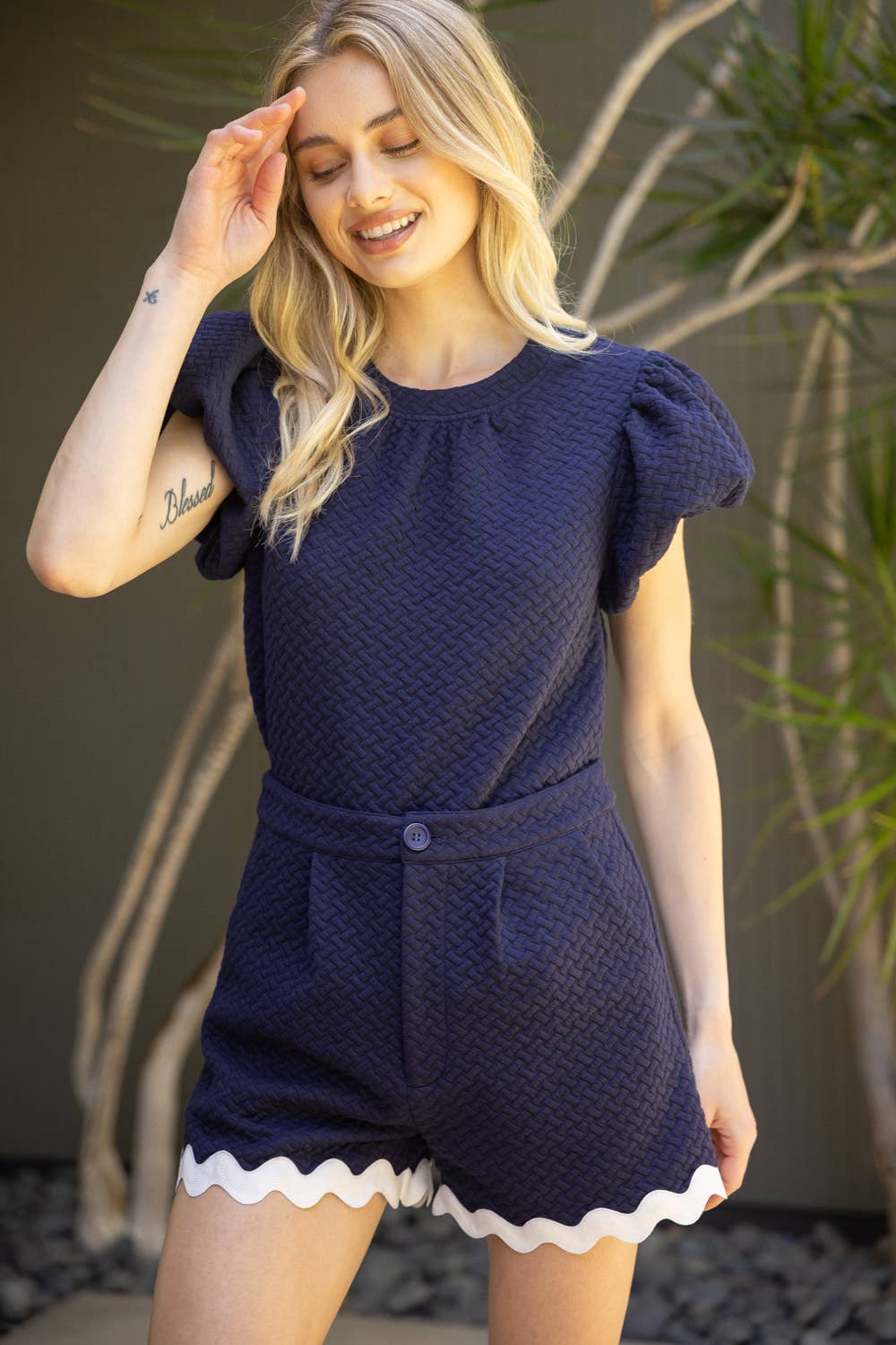 Maxine Navy and White Trim Short
