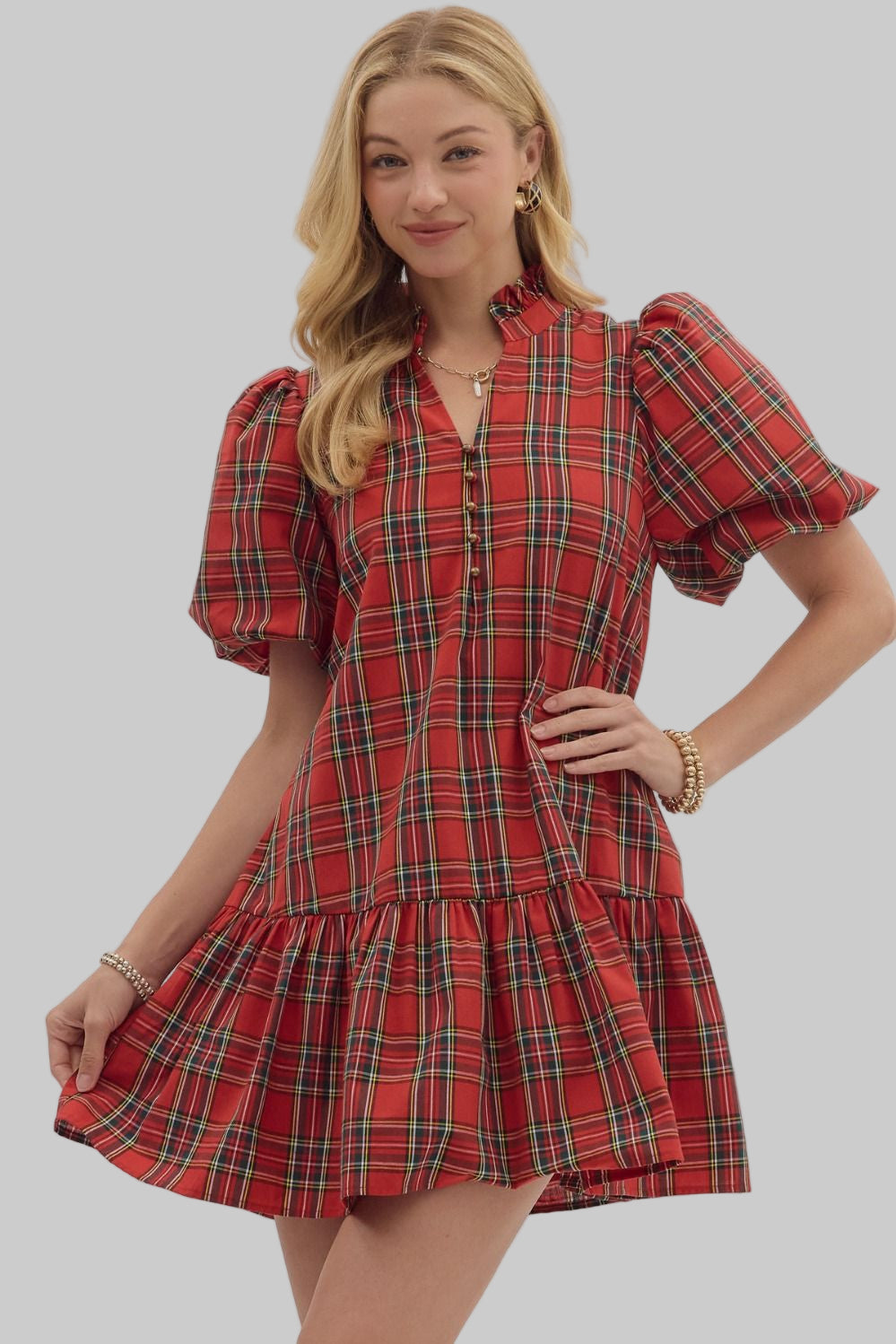 Tansy Red Plaid Dress