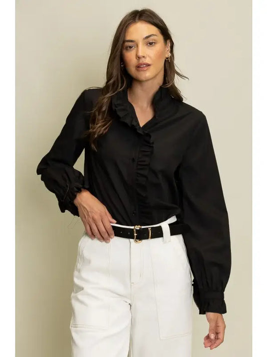 Ann Marie Black Ruffle Top