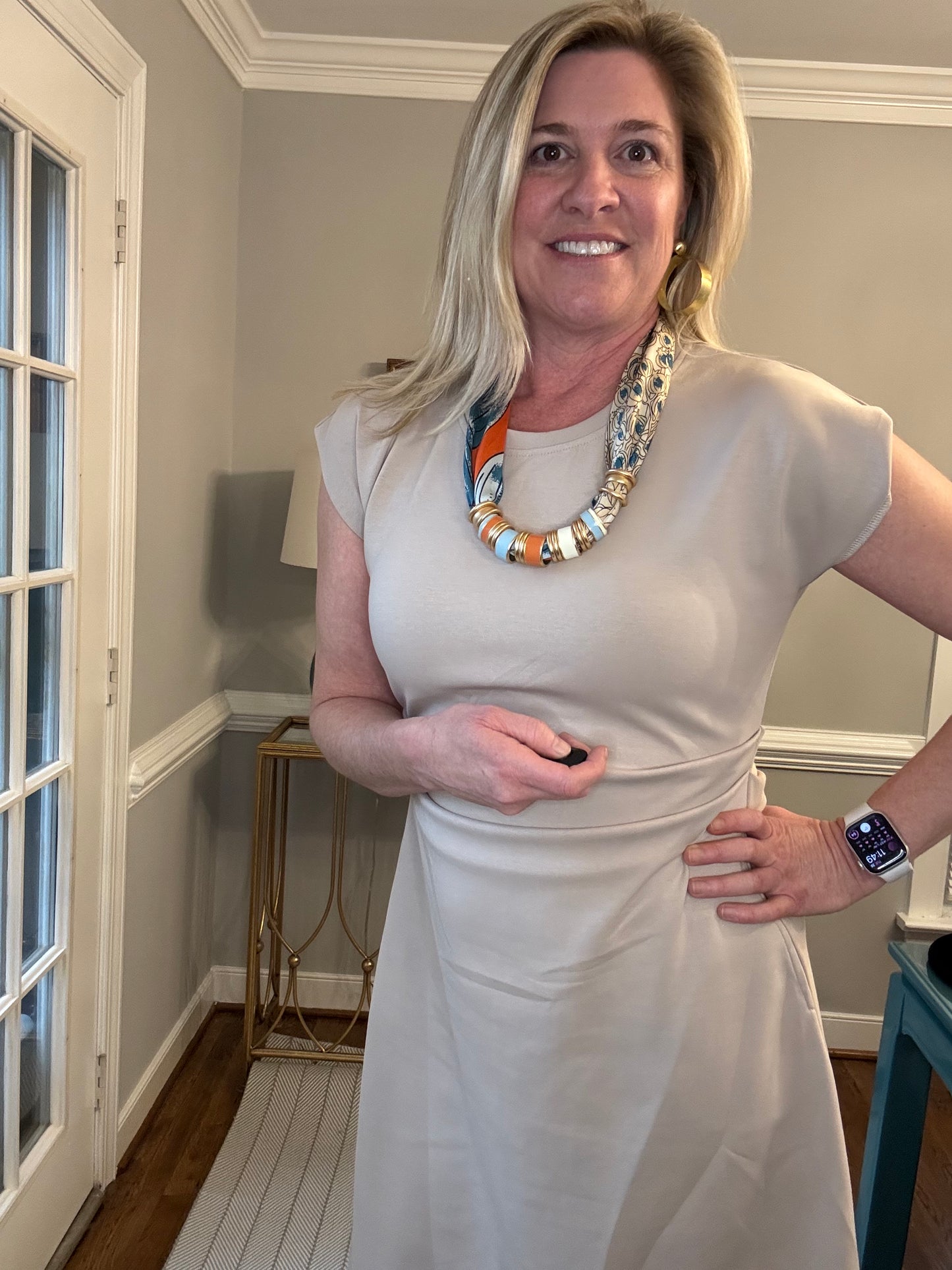 Heidi Khaki Tee Length Dress