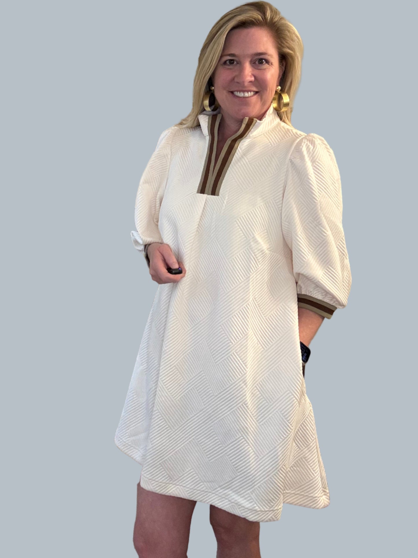 Effie Cream Herringbone Dress