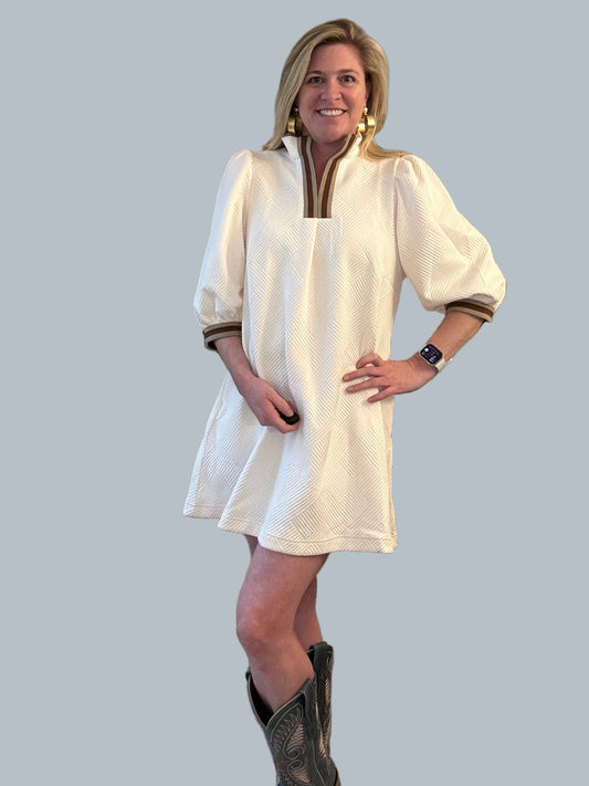 Effie Cream Herringbone Dress