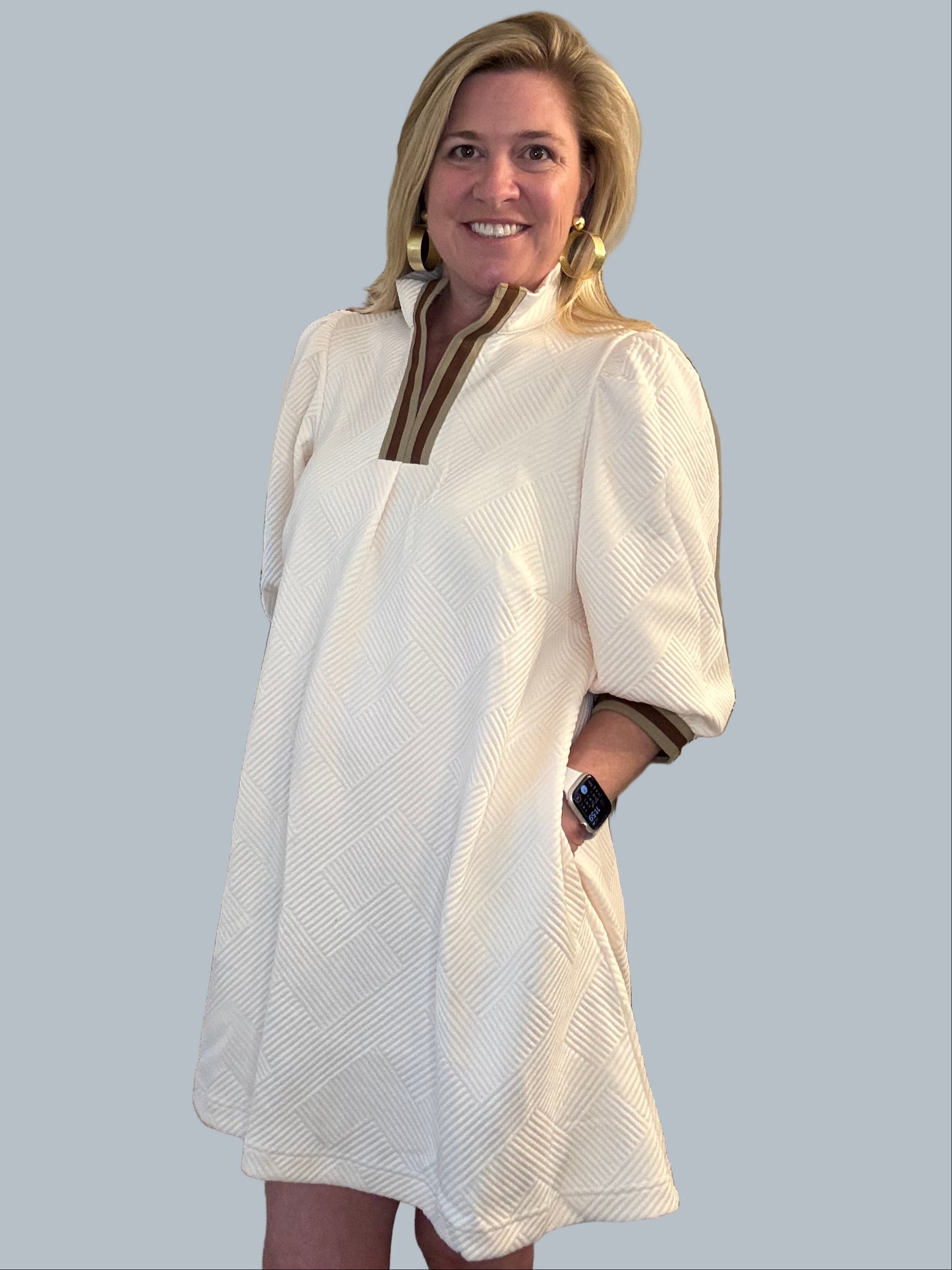 Effie Cream Herringbone Dress