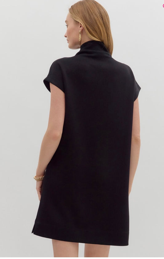 Perry Mock Neck Black Dress