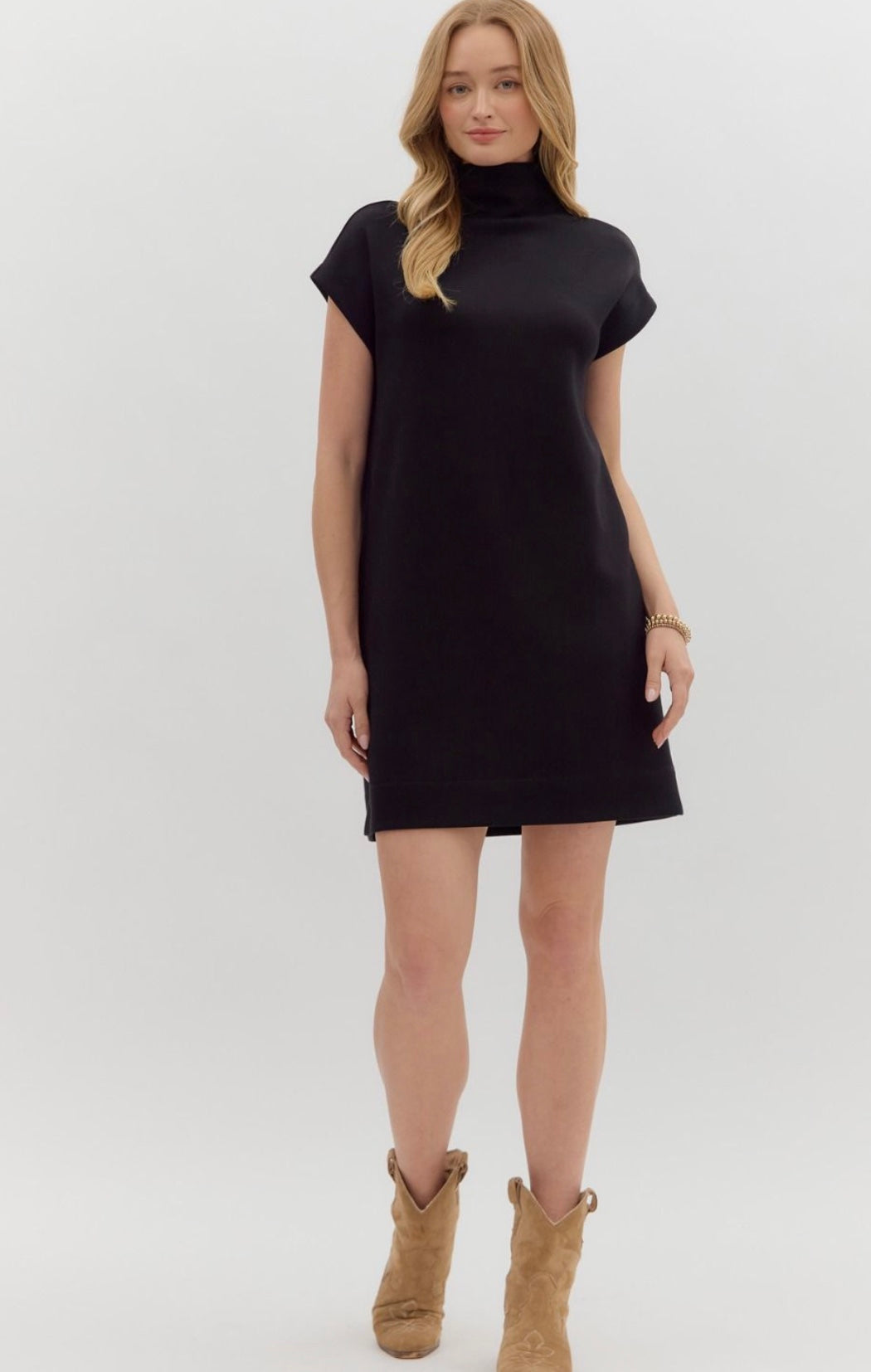 Perry Mock Neck Black Dress