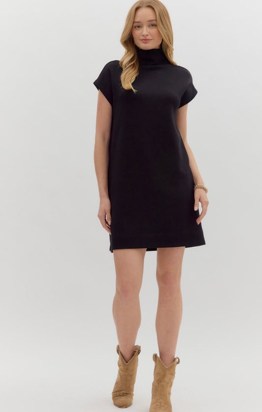 Perry Mock Neck Black Dress