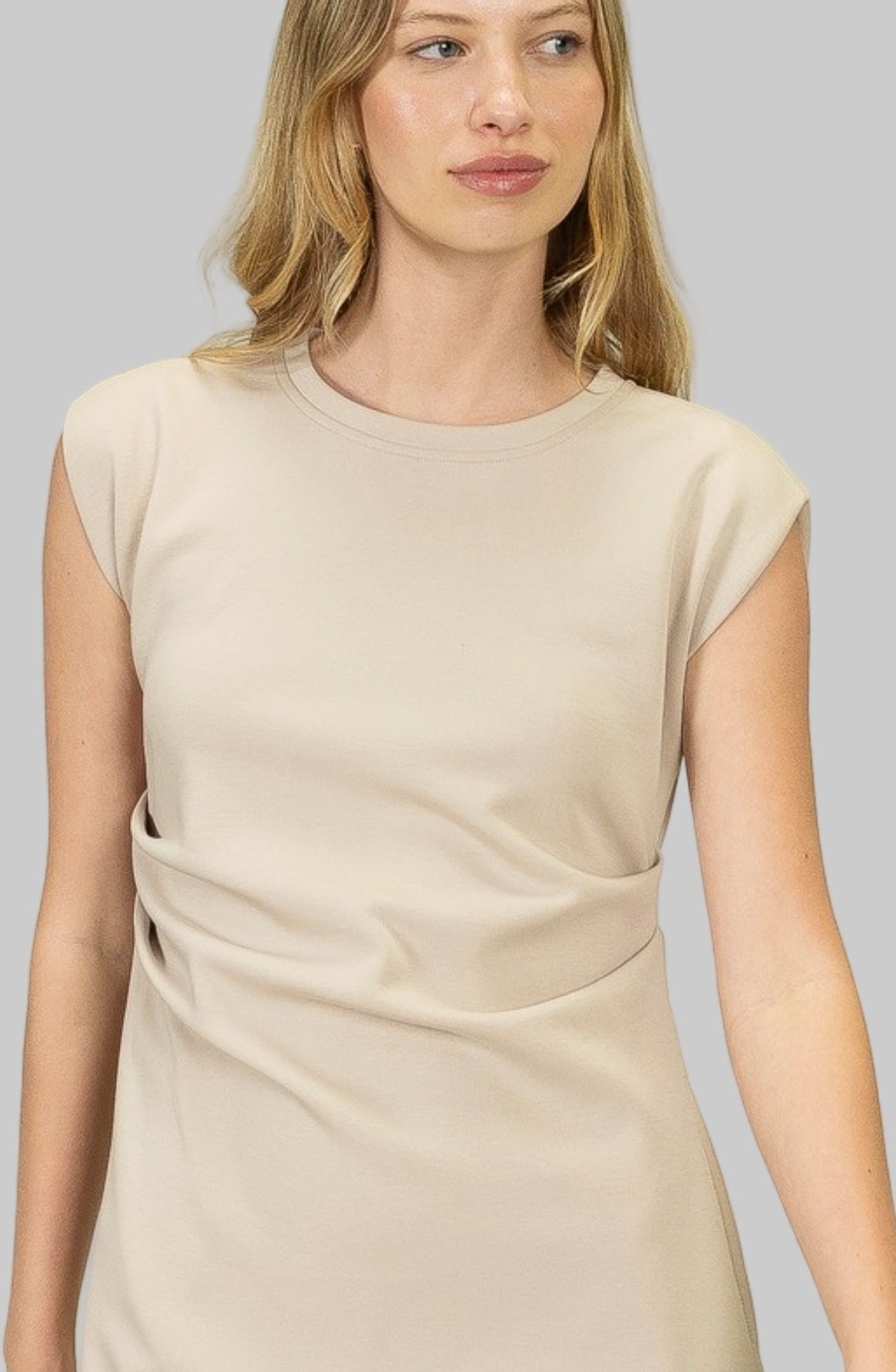 Heidi Khaki Tee Length Dress