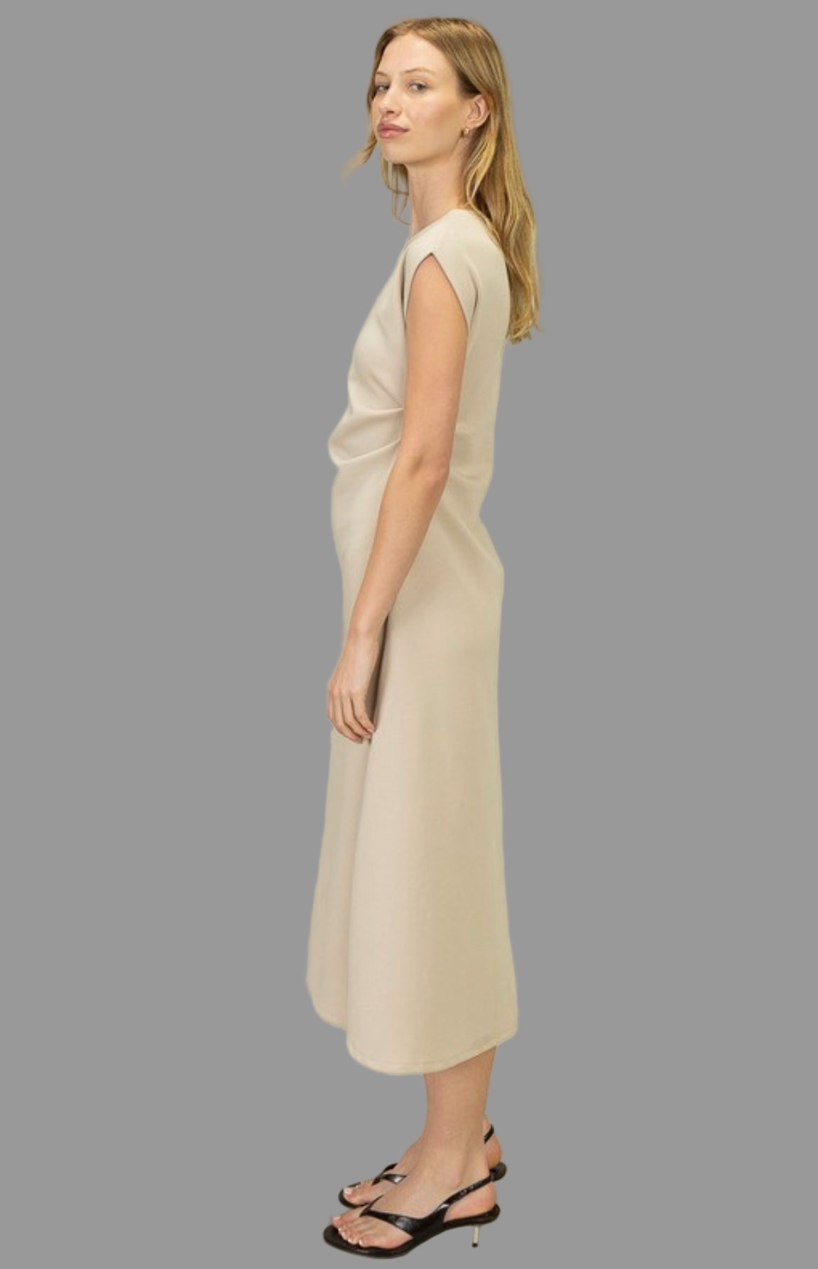 Heidi Khaki Tee Length Dress