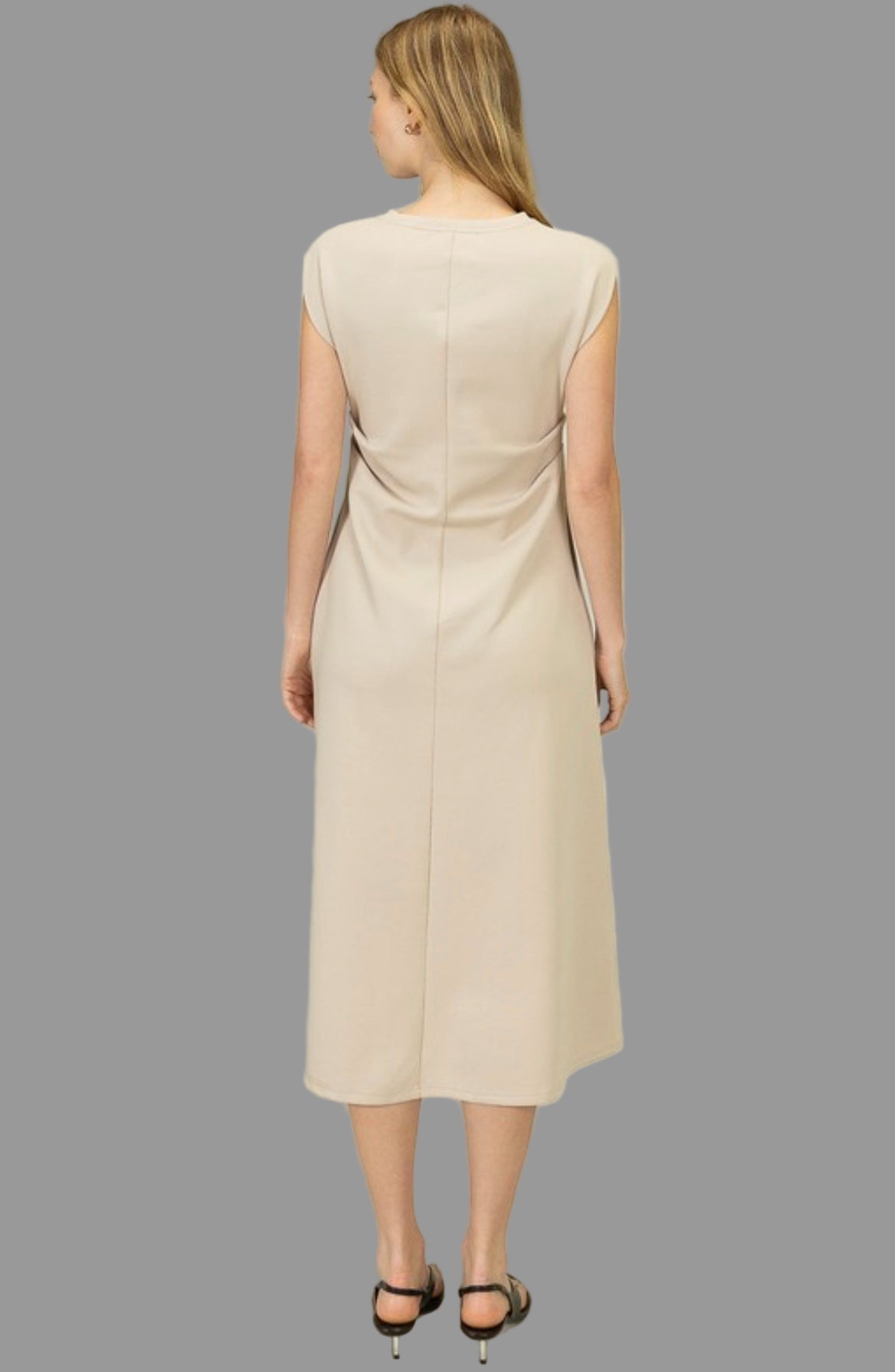 Heidi Khaki Tee Length Dress