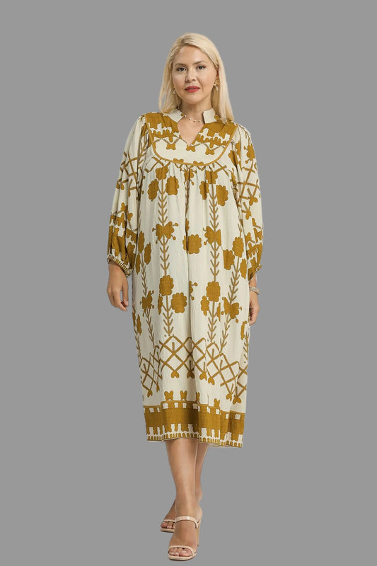 Fern Floral Mustard Dress