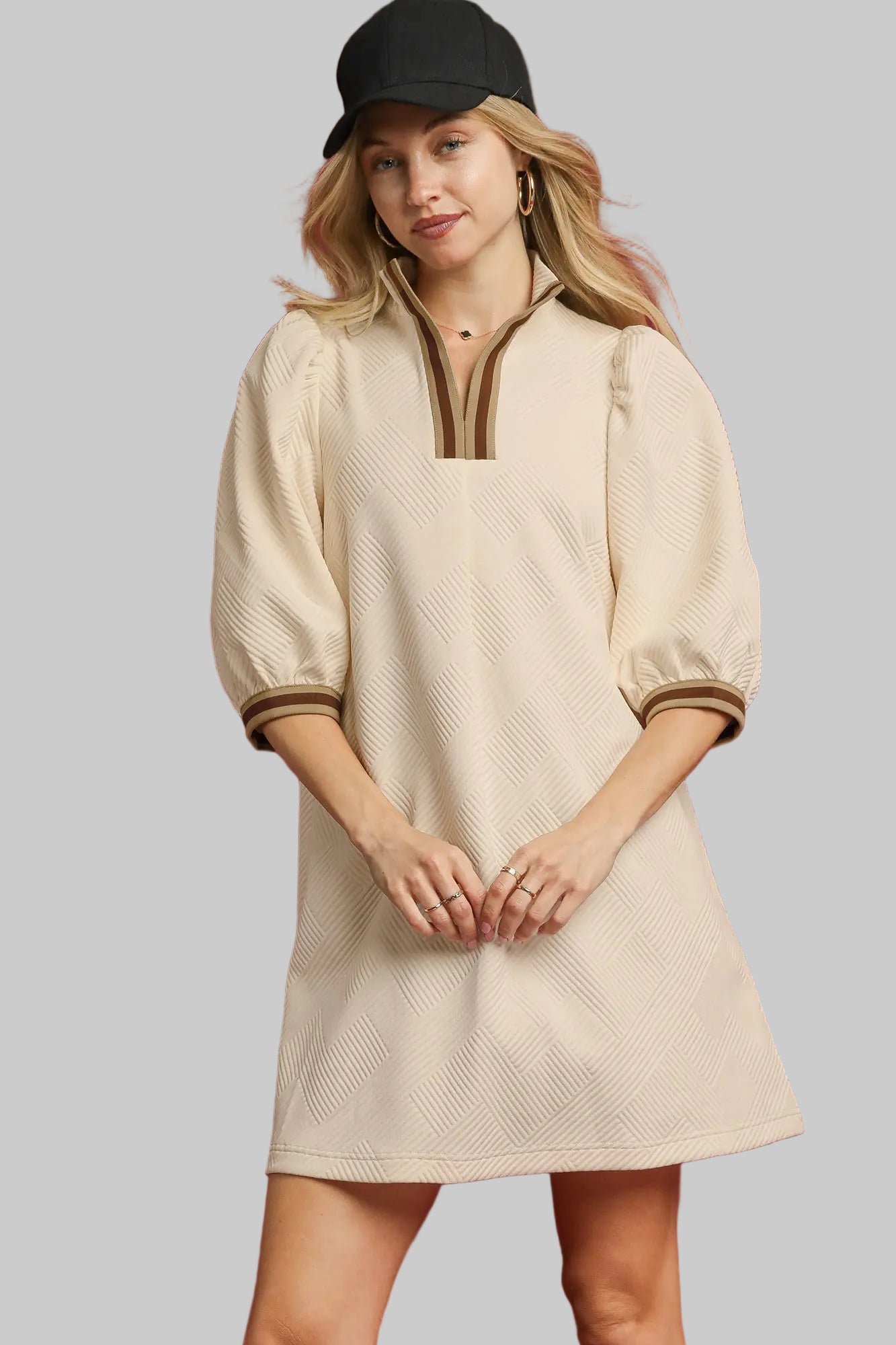 Effie Cream Herringbone Dress