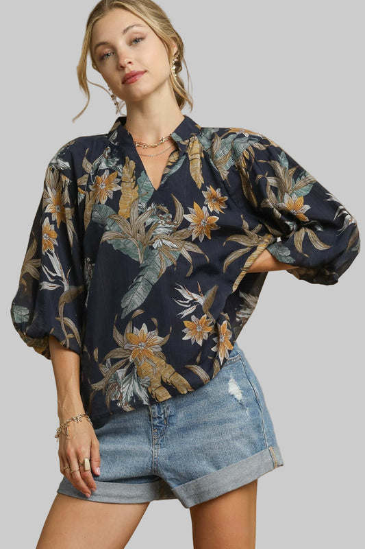 Carli Navy Floral Top