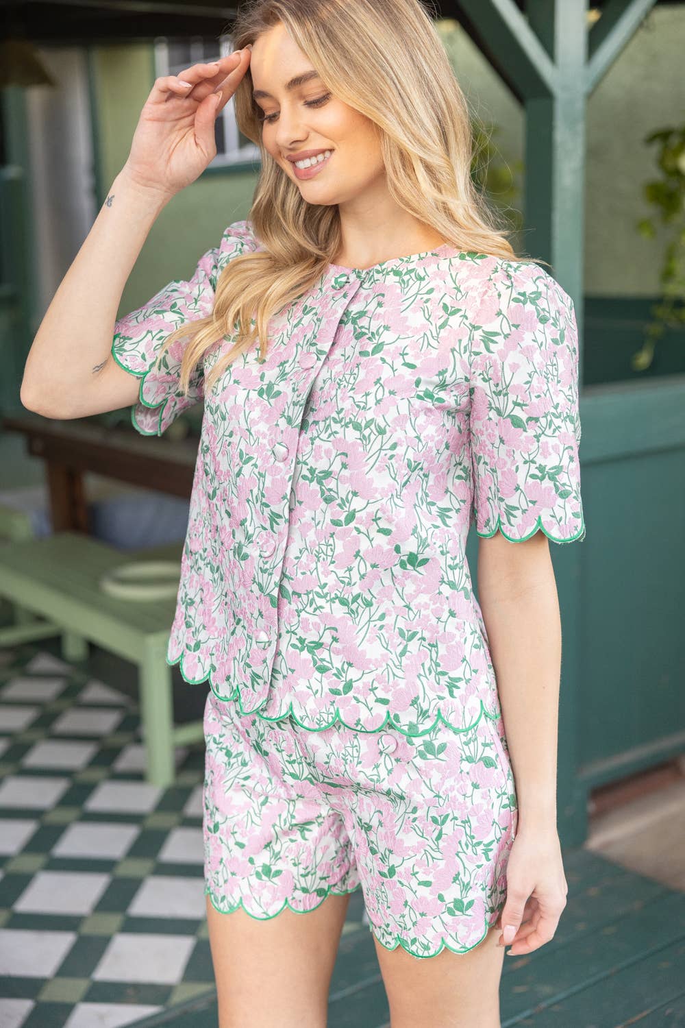 Maggie Scalloped Jacquard Set