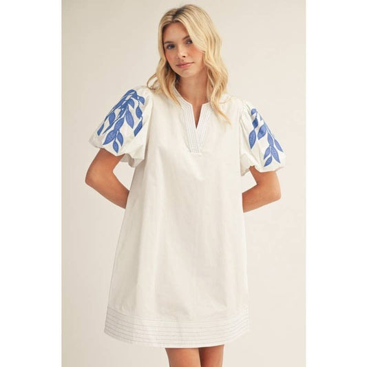Embroidery Sleeve Shift Dress