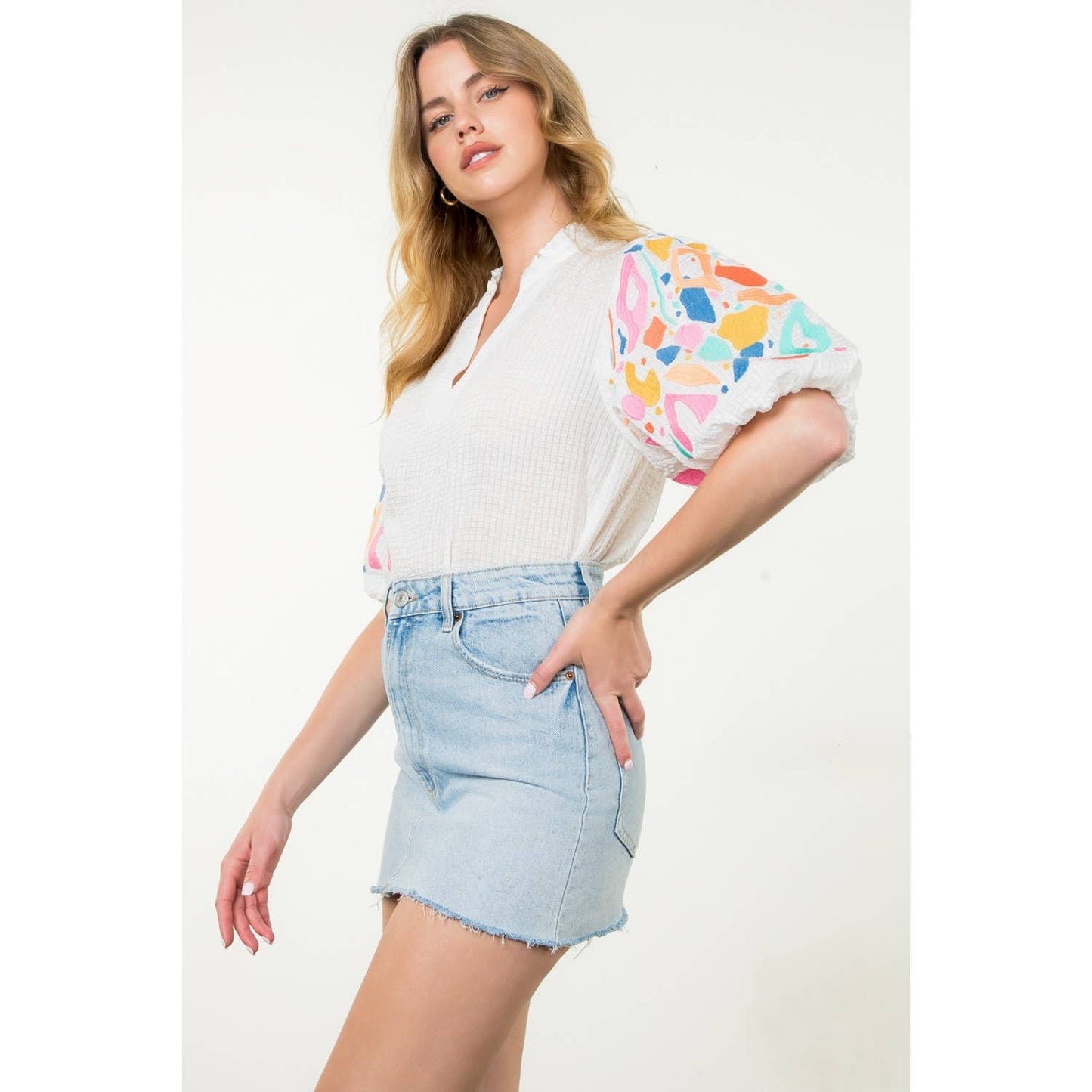 Amery Embroidered Puff Sleeve Top