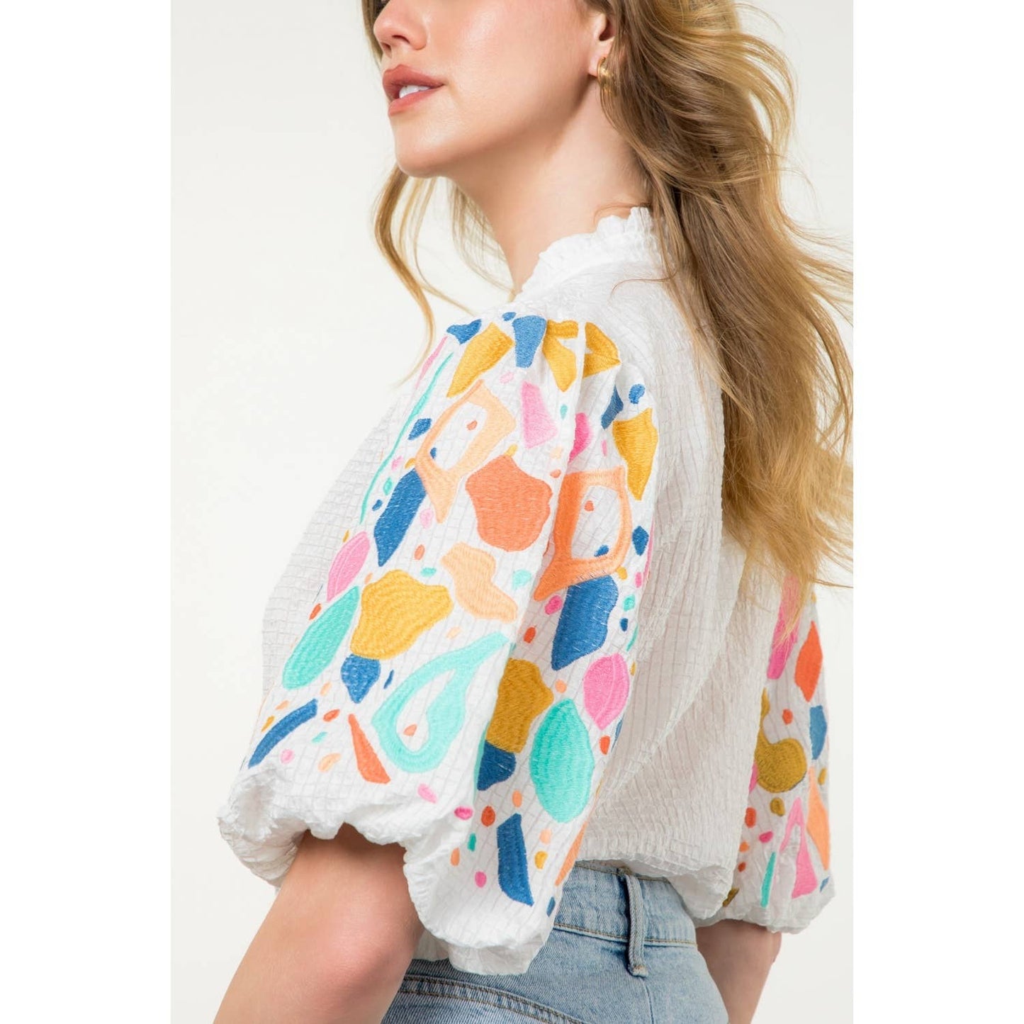 Amery Embroidered Puff Sleeve Top