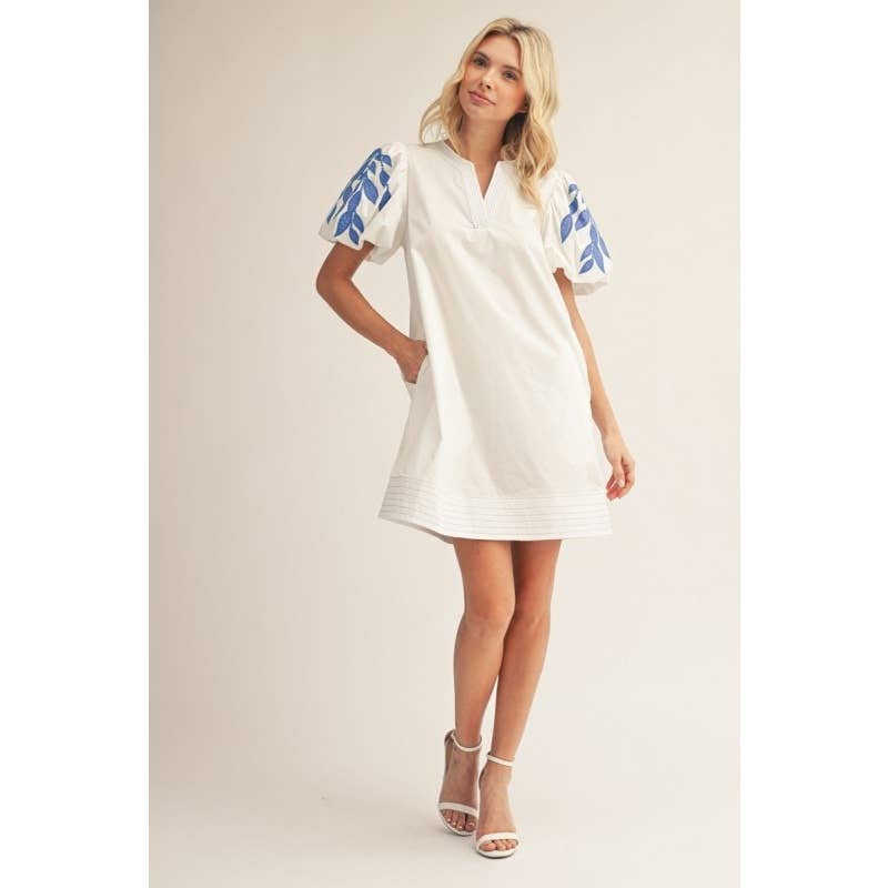 Embroidery Sleeve Shift Dress