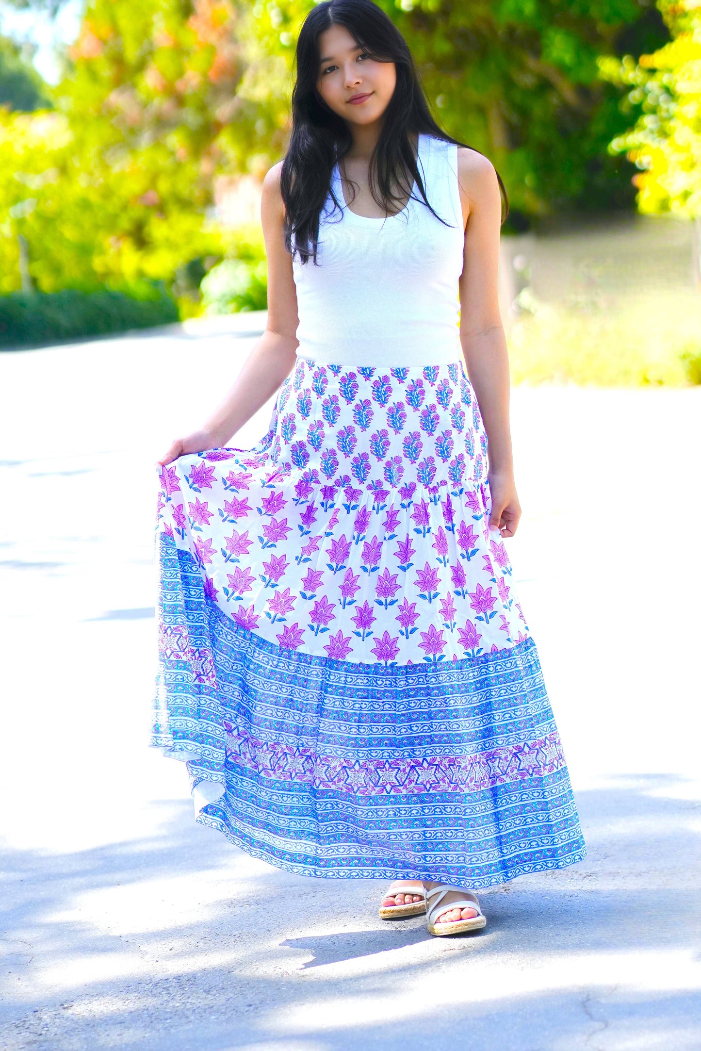 Block Printed Tiered Skirt