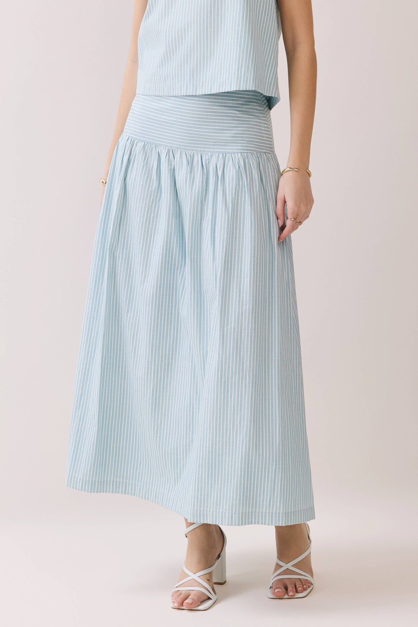 Baby Blue Striped Skirt With Matching Top