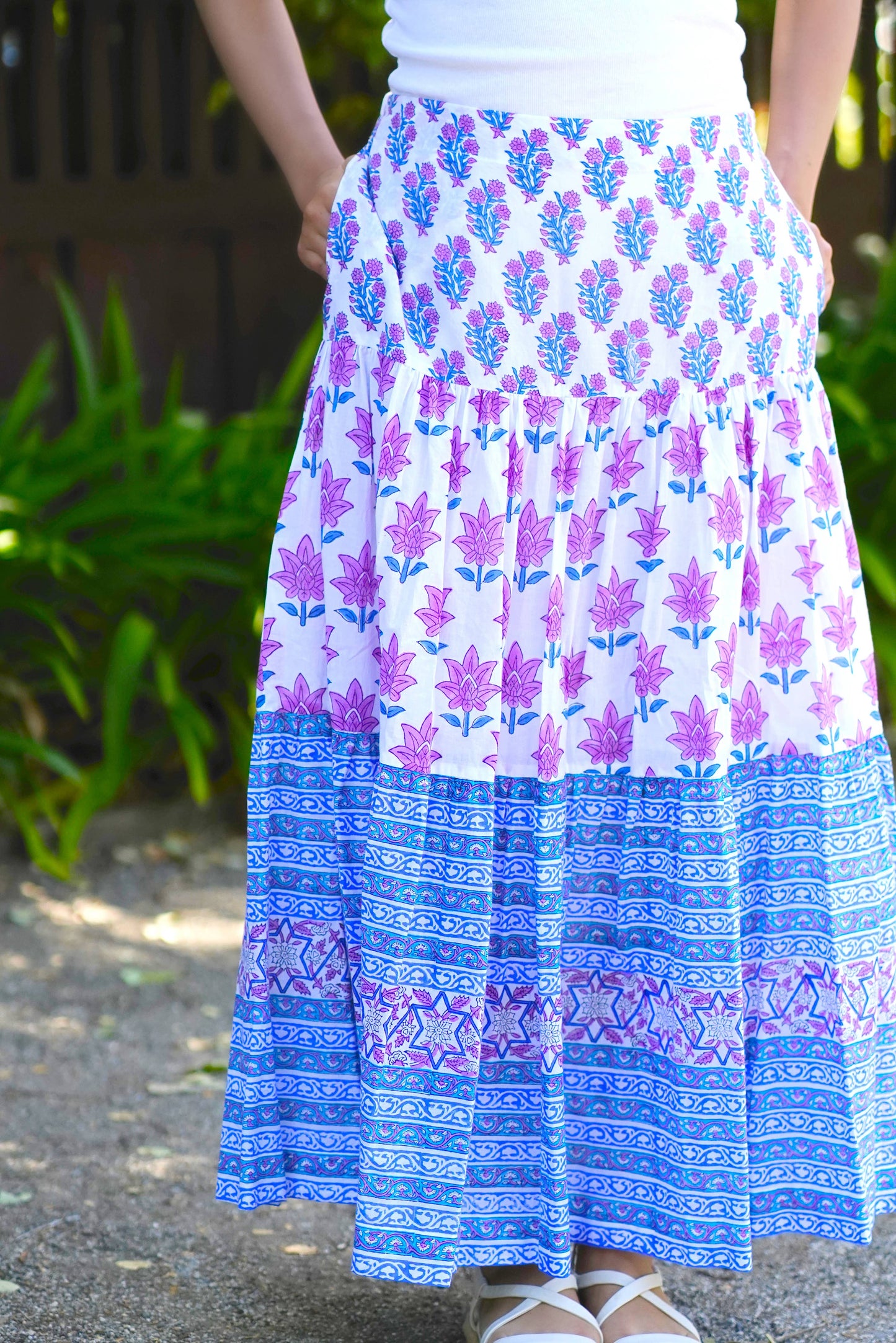 Block Printed Tiered Skirt
