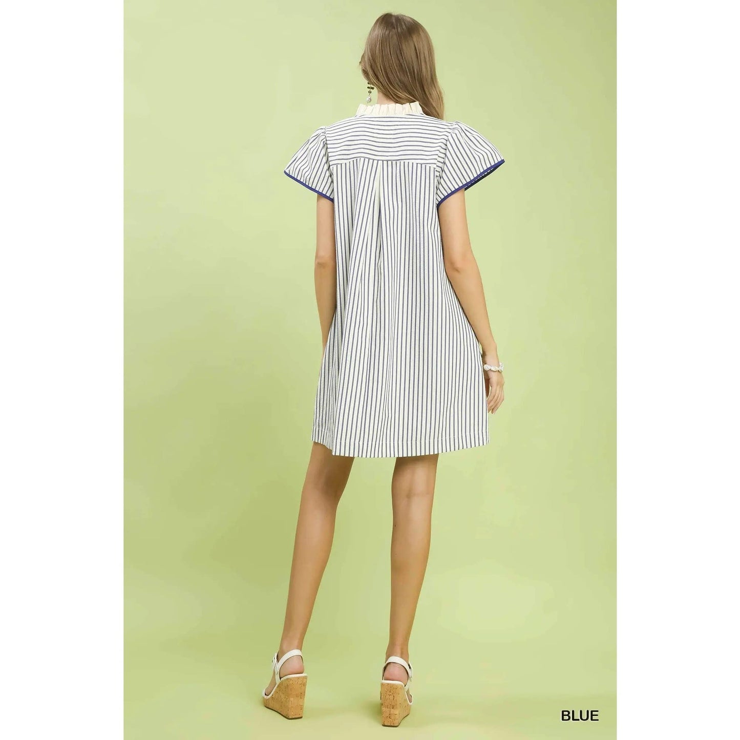 Striped Floral Applique Dress