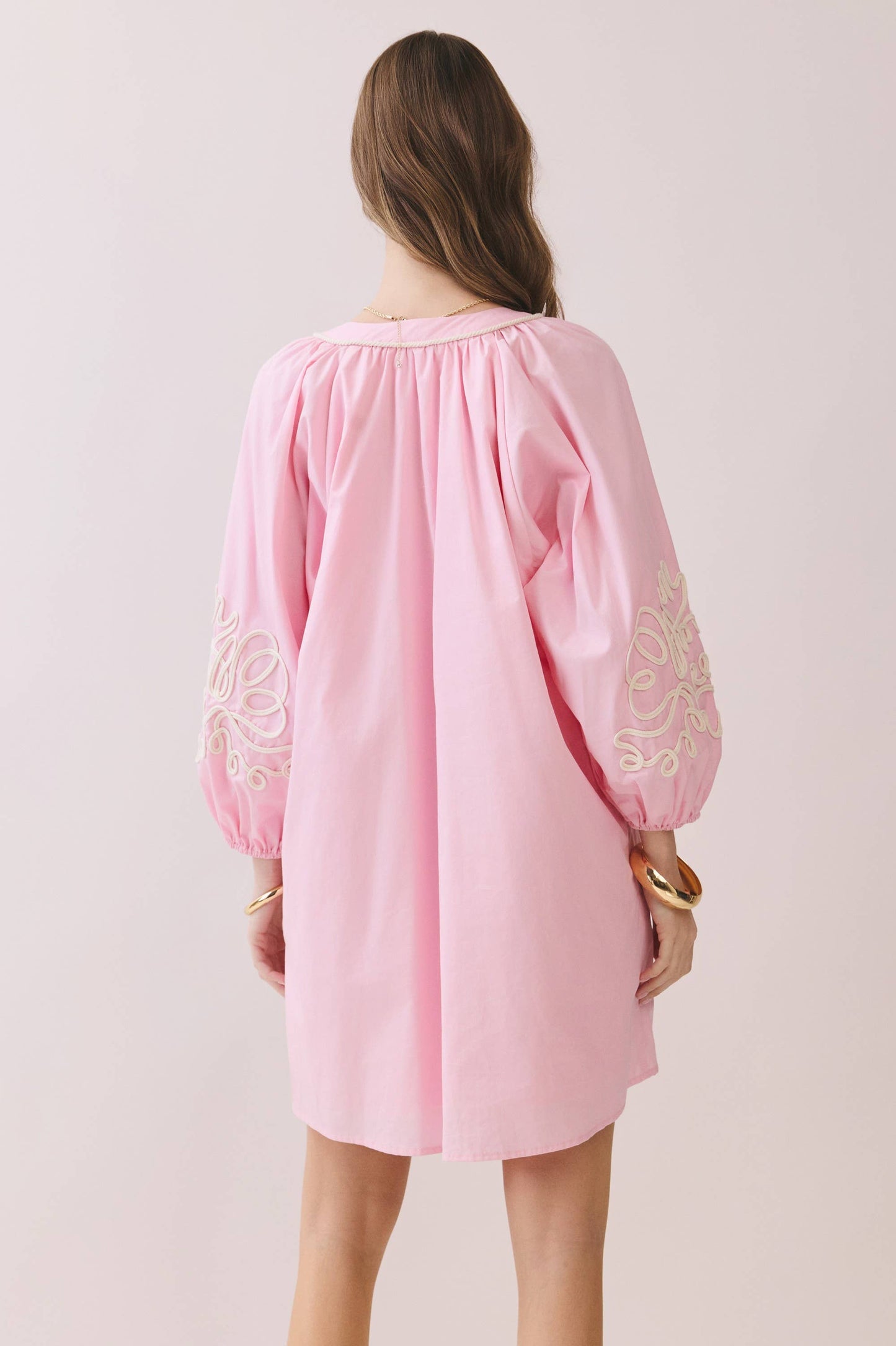 Embroidered Sleeve Baby Doll Dress