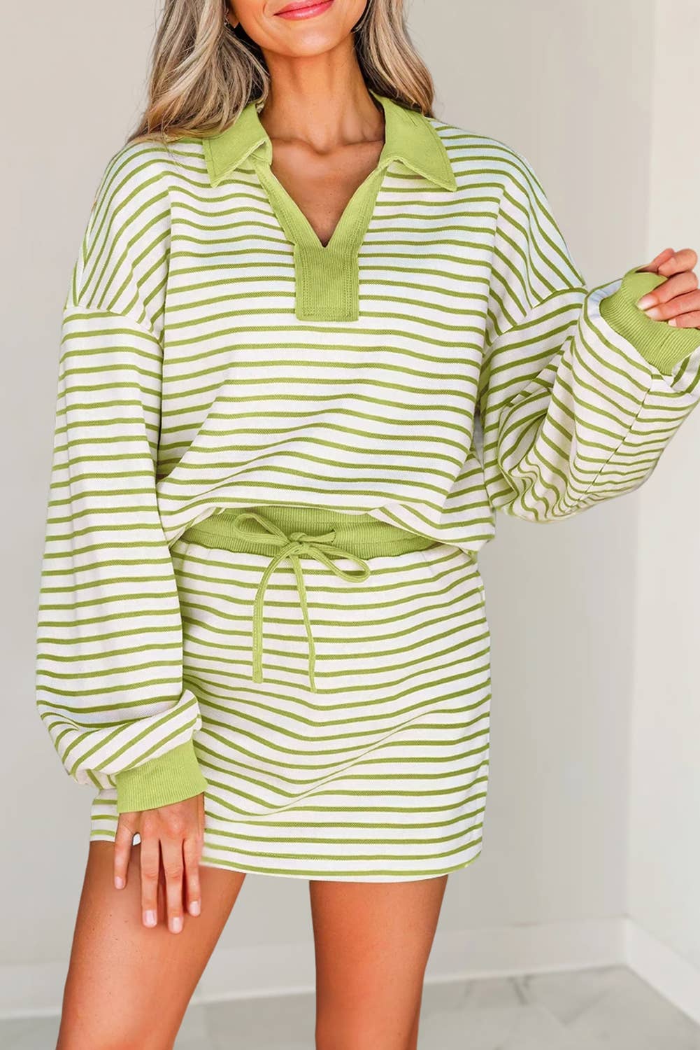 Sissy Stripe Green Pullover & Skort